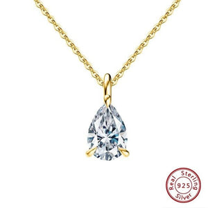 S925 Sterling Silver Drop - shaped Zircon Necklace - Zambeel