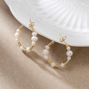 S925 Sterling Silver Earrings Round Beads String Natural - Zambeel