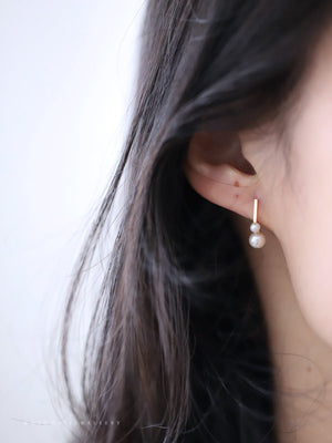 S925 Sterling Silver Gold - plated Stud Earring Women's Pearl Pear - shaped - Zambeel