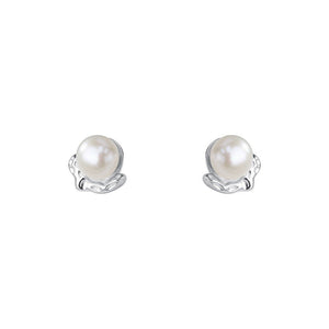 S925 Sterling Silver Lava Texture Pearl Stud Earrings For Women - Zambeel