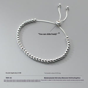 S925 Sterling Silver Light Bead Adjustable Bracelet - Zambeel