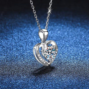 S925 Sterling Silver Love Heart Womens Eternal Heart Moissanite Necklace - Zambeel