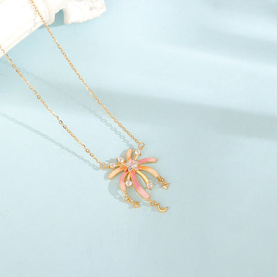 S925 Sterling Silver Necklace With Fluorescent Enamel Fireworks Designunique Niche And Creatively Crafted Clavicle Chain - Zambeel