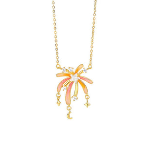 S925 Sterling Silver Necklace With Fluorescent Enamel Fireworks Designunique Niche And Creatively Crafted Clavicle Chain - Zambeel