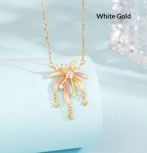 S925 Sterling Silver Necklace With Fluorescent Enamel Fireworks Designunique Niche And Creatively Crafted Clavicle Chain - Zambeel
