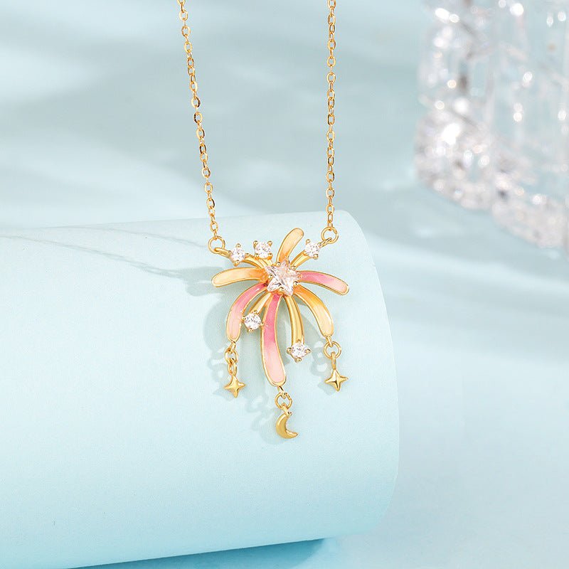 S925 Sterling Silver Necklace With Fluorescent Enamel Fireworks Designunique Niche And Creatively Crafted Clavicle Chain - Zambeel