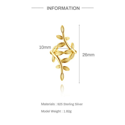 S925 Sterling Silver Smooth Surface Branch Ear Cuff - Zambeel