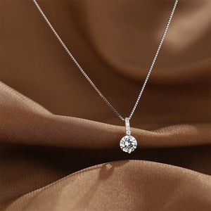 S925 Sterling Silver Solitaire Necklace Female Light Luxury And Simplicity Temperament - Zambeel