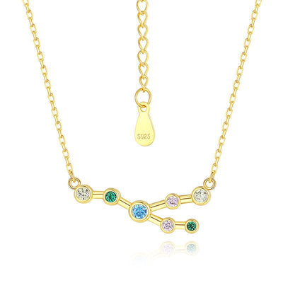 S925 Sterling Silver Twelve Constellation Zircon Necklace For Women - Zambeel