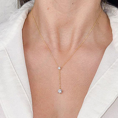 S925 Sterling Silver Y - Shaped Tassel Clavicle Necklace Jewelry - Zambeel