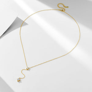 S925 Sterling Silver Y - Shaped Tassel Clavicle Necklace Jewelry - Zambeel