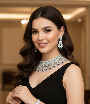 Sapphire Grace Diamond Choker Set - Zambeel