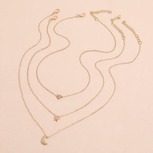 Shang Multi - layer Star Moon Love Pendant Necklace - Zambeel