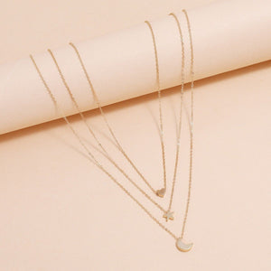 Shang Multi - layer Star Moon Love Pendant Necklace - Zambeel