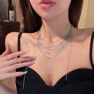 Shimmering Mult Layer Fashion Tassel Necklace - Zambeel