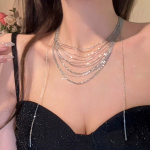Shimmering Mult Layer Fashion Tassel Necklace - Zambeel