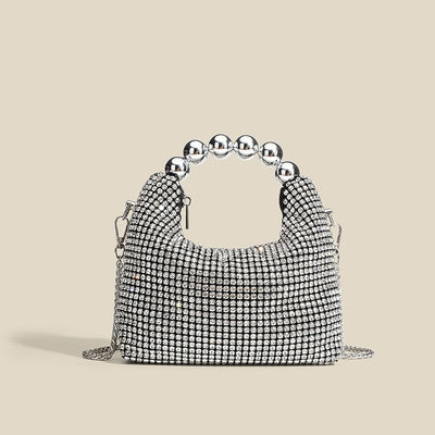 Shiny Rhinestone Clutch Chain Dinner Bag - Zambeel