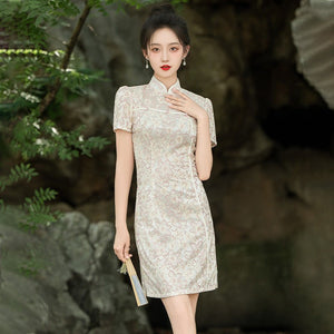 Short Lace Cheongsam, Women's Summer Dress - Zambeel