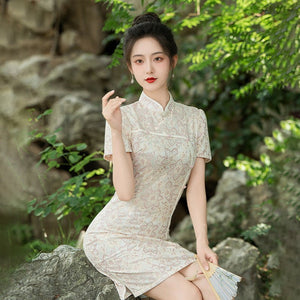 Short Lace Cheongsam, Women's Summer Dress - Zambeel