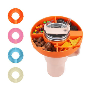 Silicone Snack For Cup 40 Oz Reusable Snack Container 4 Compartment Snack Platters Cup Snack Bowl Cup Holder Food Tray - Zambeel
