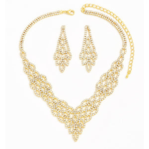 Silver Crystal Stone Gold And Silver Color Necklace Suit - Zambeel