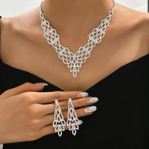 Silver Crystal Stone Gold And Silver Color Necklace Suit - Zambeel