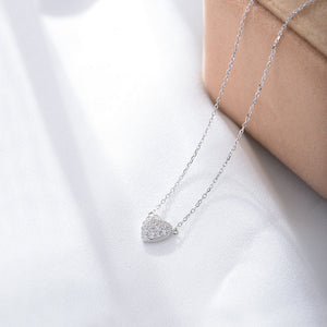 Silver Heart - shaped Zircon Necklace For Women - Zambeel