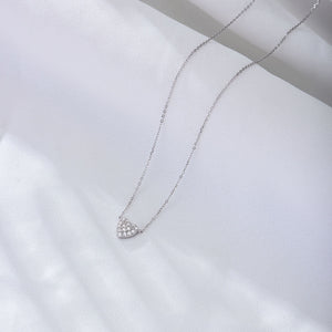 Silver Heart - shaped Zircon Necklace For Women - Zambeel