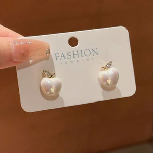 Silver Nail Decoration Inlaid Rhinestone Pearl Creative Earrings - Zambeel