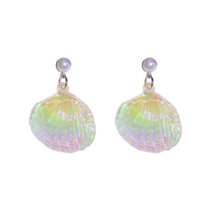 Silver Needle Shell Illusion Colorful Super Immortal Pearl Earrings - Zambeel