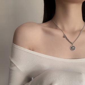 Silver Plated Retro Deep Black Color Necklace Clavicle Chain Personality - Zambeel
