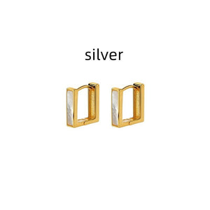 Silver Women's Elegant Shell Square Earrings - Zambeel