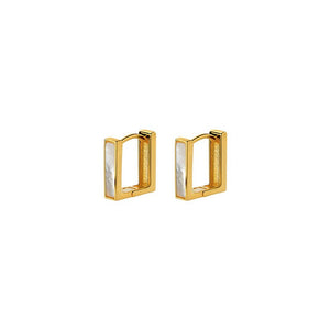 Silver Women's Elegant Shell Square Earrings - Zambeel