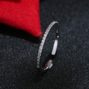 Simple 925 Sterling Silver Fine Row Diamond Ring - Zambeel