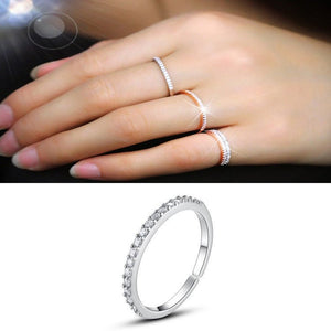 Simple 925 Sterling Silver Fine Row Diamond Ring - Zambeel