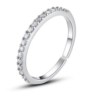 Simple 925 Sterling Silver Fine Row Diamond Ring - Zambeel