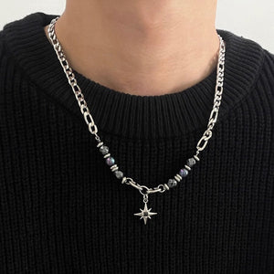 Simple All - match Eight Awn Star Necklace For Men Titanium Steel No Fading - Zambeel