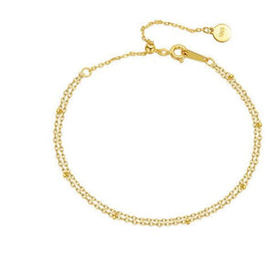 Simple Double - layer 925 Silver Plating 10K Yellow Bracelet For Women - Zambeel