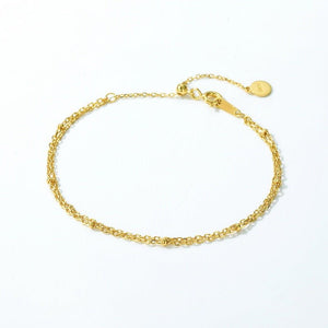 Simple Double - layer 925 Silver Plating 10K Yellow Bracelet For Women - Zambeel