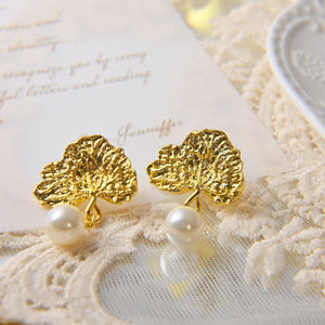 Simple Flower Pearl Earrings Fancy Fancy Light Luxury Earrings - Zambeel