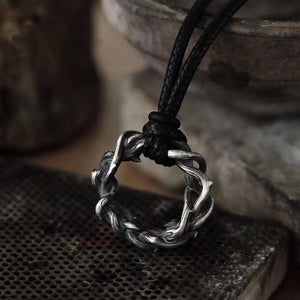 Simple Leather All - Match Hip - Hop Retro Punk Necklace For Men With A Thorn Pendant - Zambeel