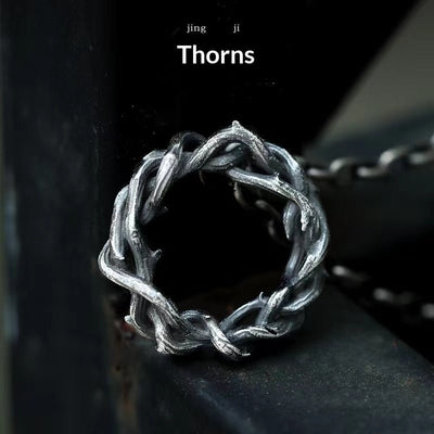 Simple Leather All - Match Hip - Hop Retro Punk Necklace For Men With A Thorn Pendant - Zambeel