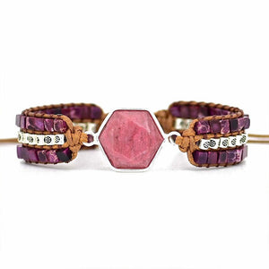 Simple Natural Stone Cowhide Handwoven Bracelet - Zambeel