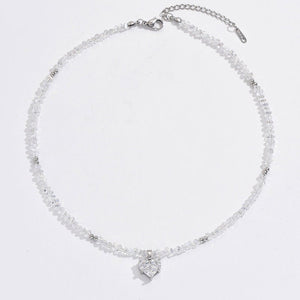 Simple Niche Personality Beaded Crystal Love Necklace - Zambeel