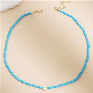 Simple Retro Heart - shaped Decorative Handmade Beaded Clavicle Necklace - Zambeel