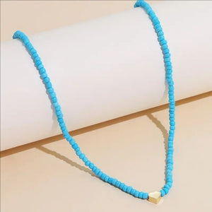 Simple Retro Heart - shaped Decorative Handmade Beaded Clavicle Necklace - Zambeel