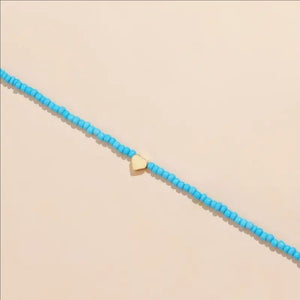 Simple Retro Heart - shaped Decorative Handmade Beaded Clavicle Necklace - Zambeel