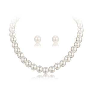 Simple Retro Pearl NecklaceHepburn Style Faux Pearl Jewelry Set Two Pieces - Zambeel