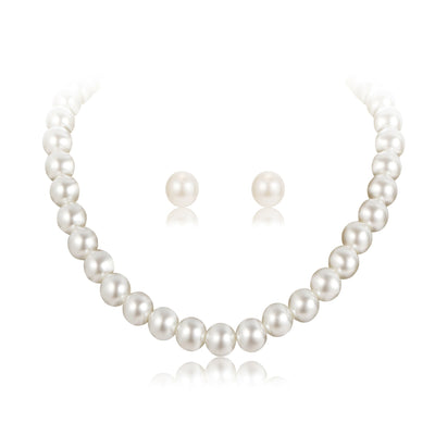 Simple Retro Pearl NecklaceHepburn Style Faux Pearl Jewelry Set Two Pieces - Zambeel