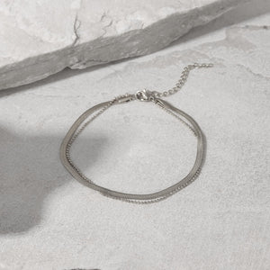 Simple Snake Bones Chain Double - circle Anklet Niche Round Beads Chain Like Flat Snake - Zambeel